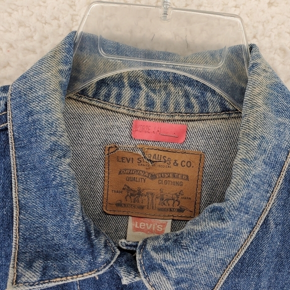 Vtg Levis Trucker Jacket Sz L Type III Blue Denim 77930-7206 Button USA Made 90s - Picture 8 of 15